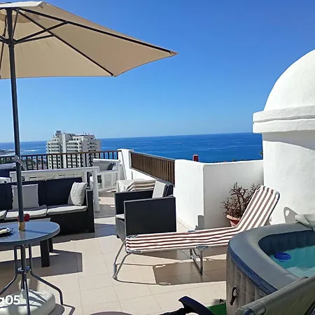 Penthouse Con Vistas Al Mar, Terraza, Jacuzzi Y Piscina En Playa Fanabe דירה *